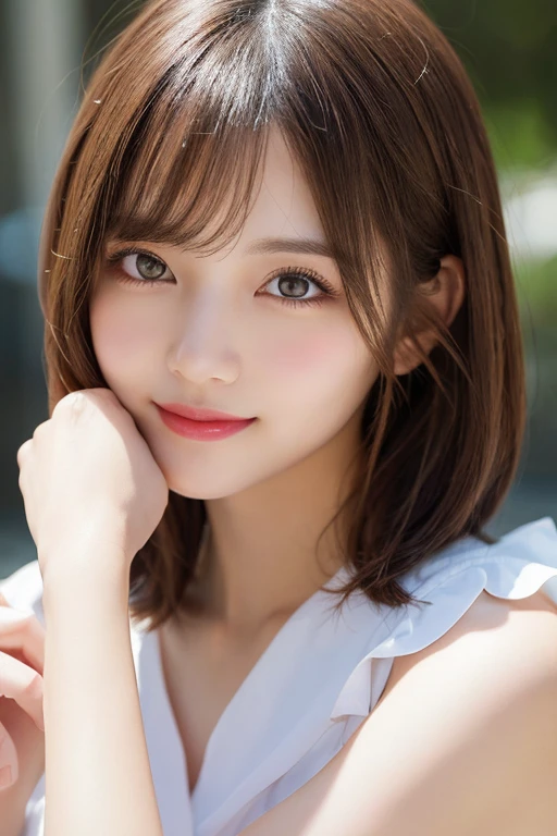 masutepiece, Best Quality, Illustration, Ultra-detailed, finely detail, hight resolution, 8K Wallpaper, Perfect dynamic composition, Beautiful detailed eyes, doress,Medium Hair, small tits, Natural Color Lip, Random and sexy poses,Smile,Osaka,20 years girl,Cute