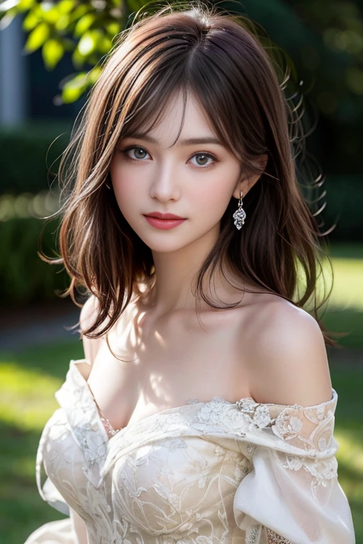 ((highest quality, 8k, masterpiece)), Super detailed, Sharp focus, ((Ultra-realistic photos)), 1 cute girl, 15 years, Exquisitely designed dress, Gorgeous Jewelry, Highly detailed face and skin texture, ((Fine grain)), ((Beautiful Eyes:1.4)), (smile:1.15), (Mouth closed),(small breasts:1.2)