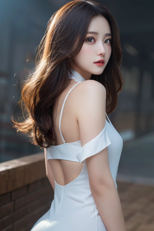 ((Top Quality, 8K, Masterpiece: 1.3)), Focus: 1.2, Perfect Body Beauty: 1.4, Buttocks: 1.2, ((Layered Haircut, Breasts: 1.2)), (Wet Clothes: 1.1), (Florist: 1.3), Highly Detailed Face and Skin Texture, Narrow Eyes, Double Eyelids, Whitening Skin, Long Hair, (Shut Up: 1.3), Back