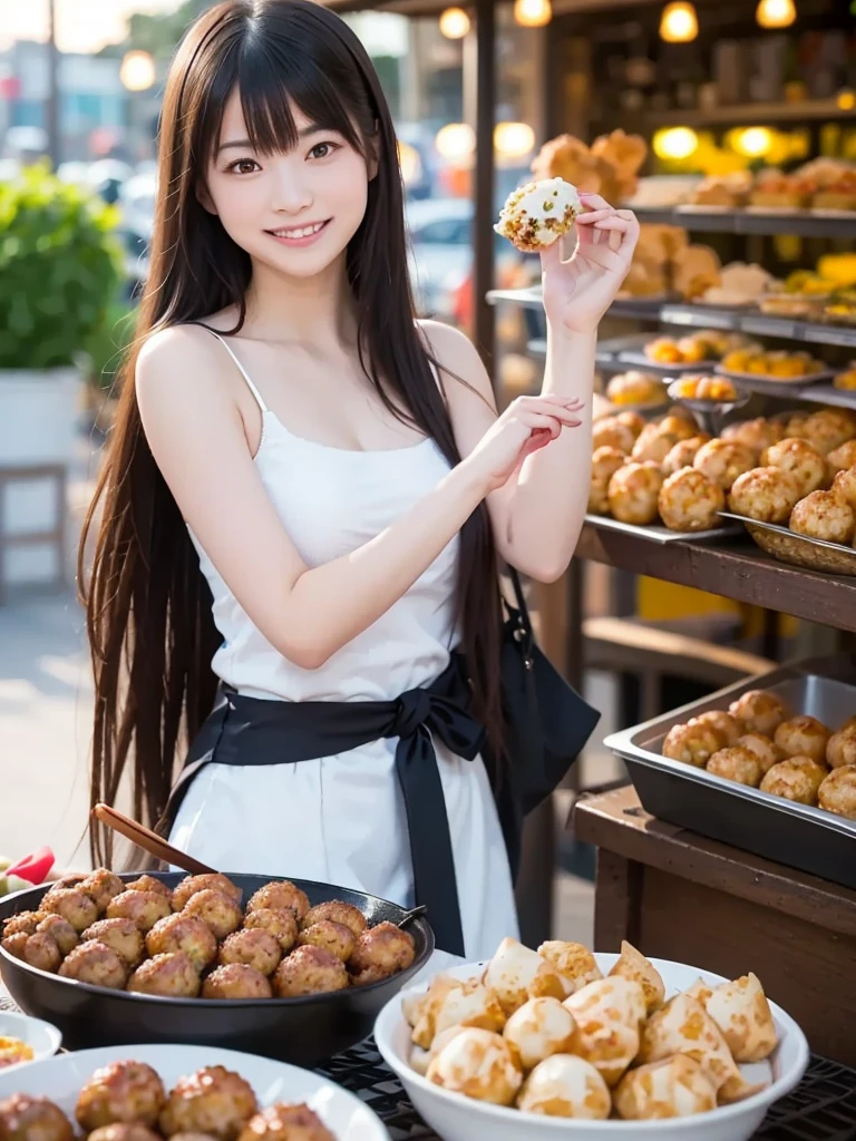 ((((8k))),((Extremely meticulous CG)) ,(wallpaper),16k,((Extremely refined and beautiful)),(((Masterpiece))),(((best qualtiy))),(((Ultra High Resolution))),beautiful light up,Perfect lightning,realistic shaded,[A high resolution],(Smooth and flawless fair skin:1.5),(pale skin:1.3),Extremely exquisite facial details,(perfect body:1.1),ultra-detailed,A beautiful girl,small head,(short ponytail:1.1),small face,Exquisite makeup,(small breasts:1.1),flat chests,slim,thin,happy,(smile:1.2),(Maxi leather apron:1.3),(slender legs:1.2),(short pants:1.2),(sneakers:1.1),(night scene:1.5),(In the pitch-black dawn:1.3),outdoor,(At a farmer's market:1.5),(many seafood and meat piled up on the stalls:1.2),(detailed background:1.5),(A large-basket filled with items),(standing:1.3),(upper body:1.2),(from front:1.3),(Surrounded by crowded crowds:1.5),(winter)
