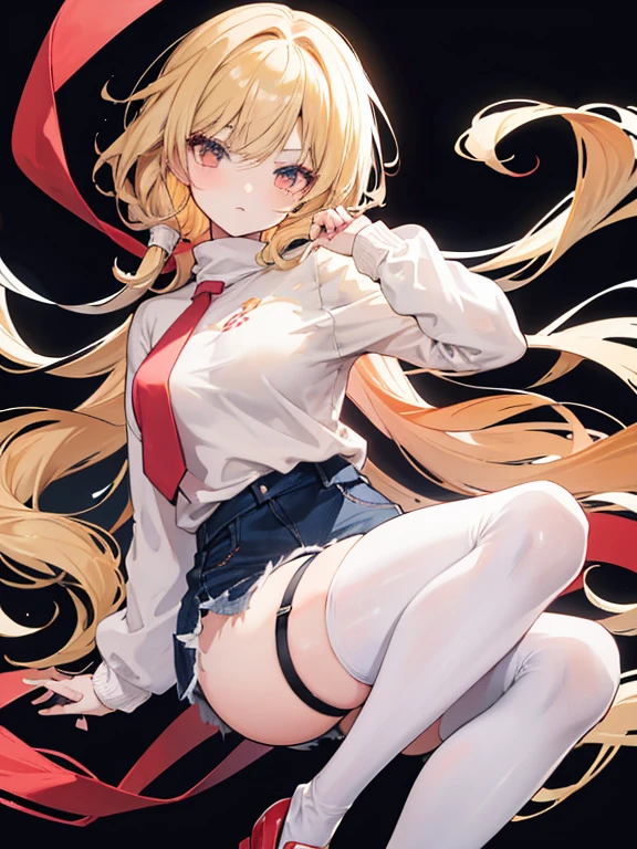 masterpeace, Best Quality, high resolucion, 1girl, hayasaka ai, 独奏, blonde hair, maiden, blue eyes, Side ponytail, hair scrunchie, hair ornament, blue scrunchie, maid headdress, in full height, Hair between the eyes, tits, Bikini only, ass, At the back, is worth cancer, (leaning forward), thin underpants,