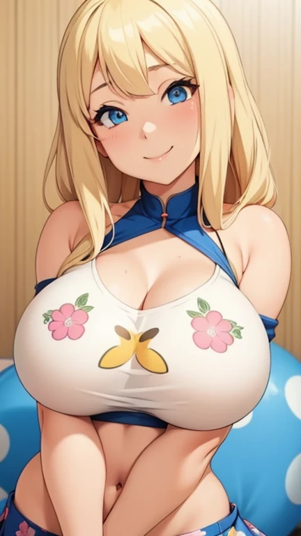 {{{masterpiece}}}, {{{highest quality}}}, {{Very detailed}}, {shape},(highest quality:1.3), Blonde girl with ponytail gives titjob, Blonde hair, Long hair, Side Ponytail, Blue Ribbon, large full breasts, Earring, (Perfect beautiful pink sleeveless knit:1.4)throw, 1 boy, Penis between breasts, My chest feels tight, Wet penis , Cleavage, Bedroom, storehouse, Sweaty, Big Breasts, Moving lines, Mischievous Smile, belly button,Secretion of milk,milk,get wet,Sweaty,Off-the-shoulder sweater,Cleavage,Denim shorts,