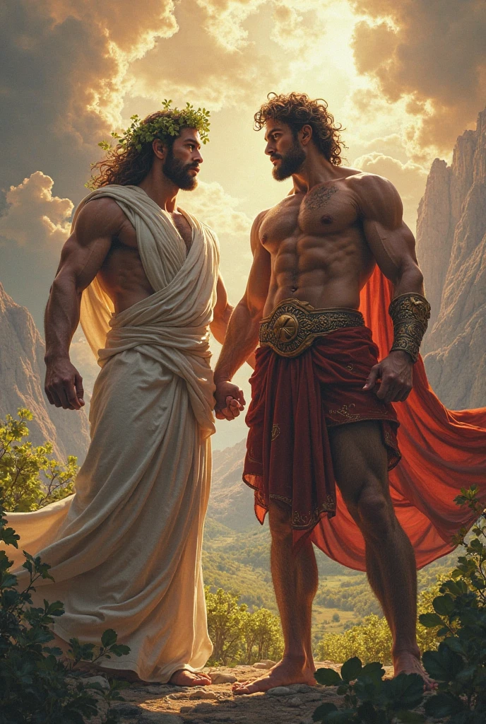 painted portrait of rugged zeus, god of thunder, greek god, on Mount Olympus, white hair, full body, mature, handsome, fantasy, intricate, elegant, highly detailed, digital painting, artstation, concept art, smooth, sharp focus, illustration, art by gaston bussiere and alphonse mucha