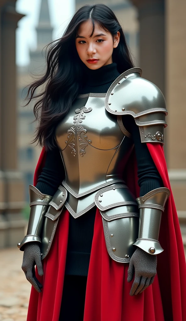 masterpice, best quality, young woman, sexy, beautiful, full medieval armor, holding big sword with two hands, highly detailed, sharp focus, ultra realistic, 8k