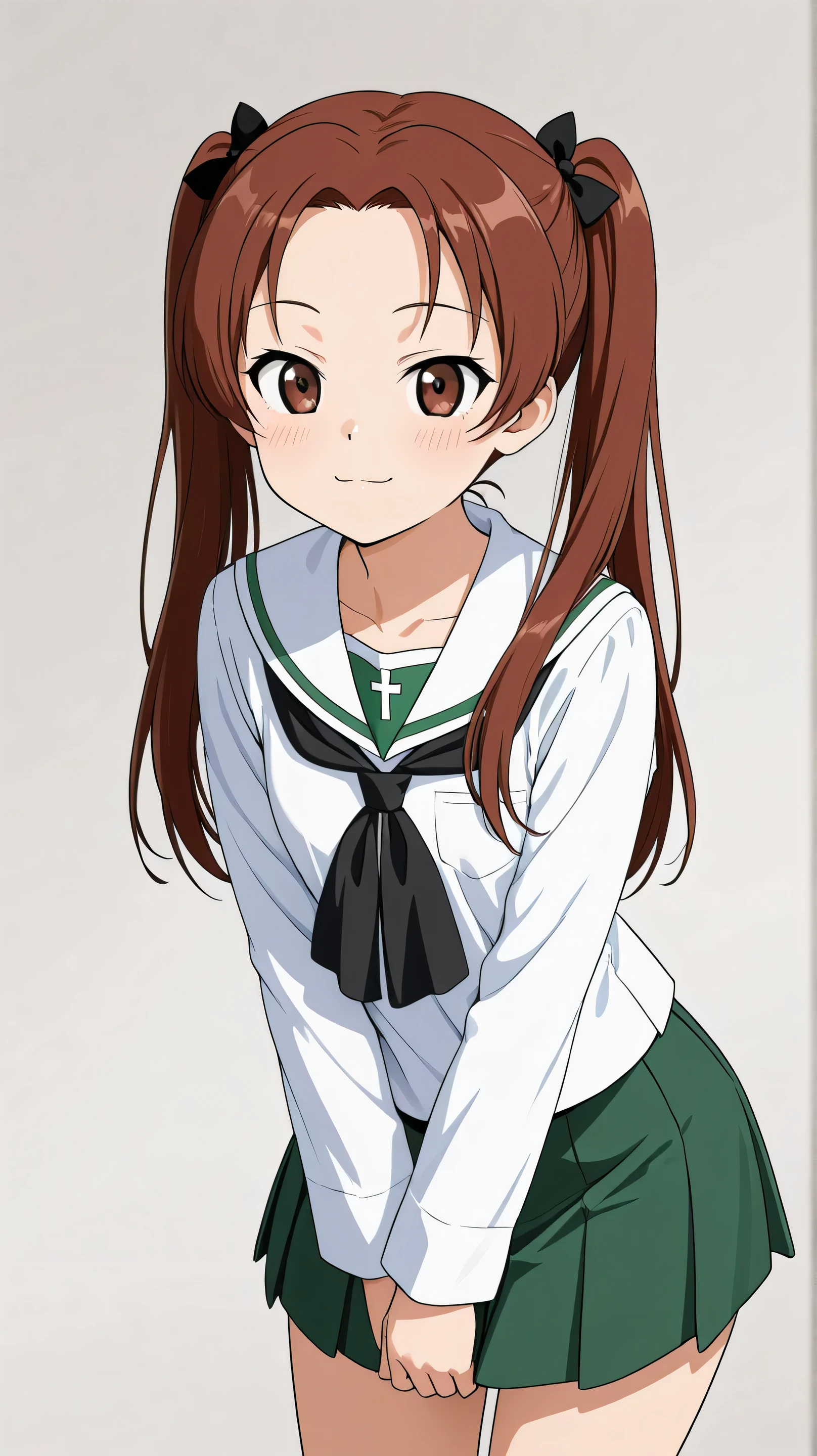kadotani anzu,ooarai school uniform,black tie,cowboy shot,