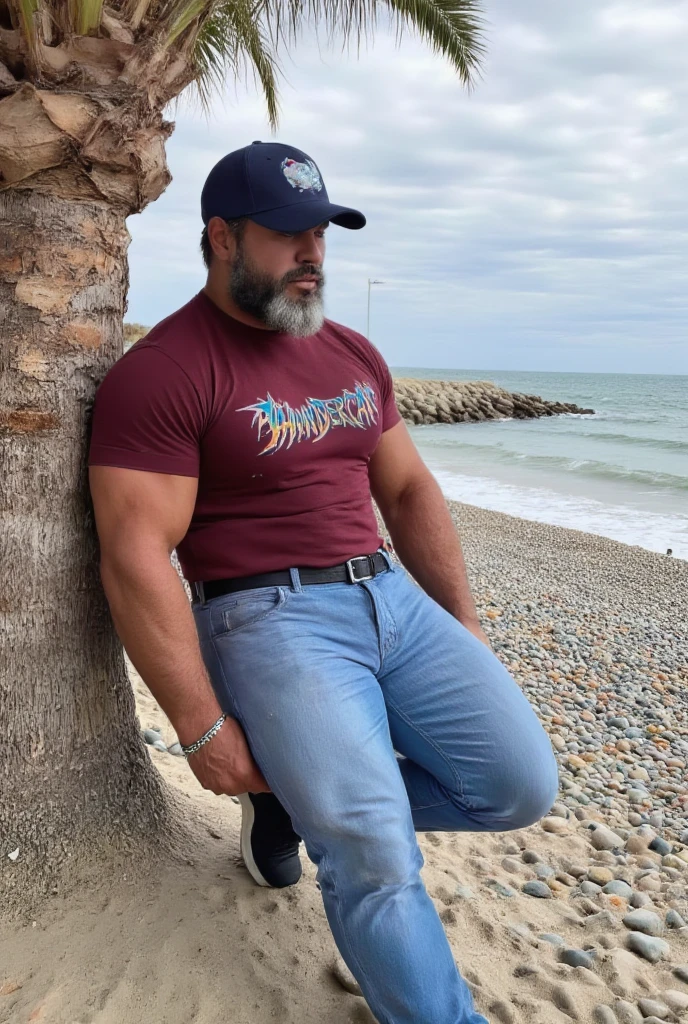 mature white tanned old man, virile, tough, plump, bulging, african , grandpa, clear eyes, hairy, furry, white body hair, big calves, massive feet, skimpy adidas shorts, gold jewelry, watch, barefoot, intricate details, pervert, teasing, naughty, smirk, dynamic pose, outdoors, sunny
