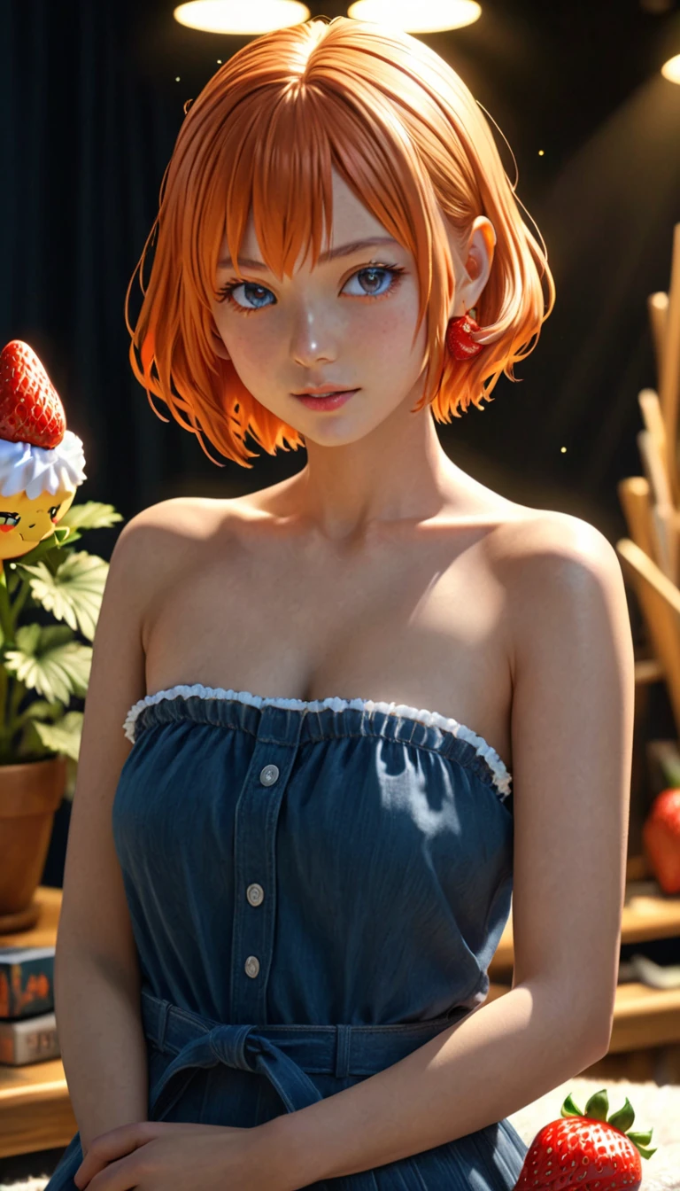(masterpiece, best quality), 1girl, Pumpkin orange Side Swept Faux Bangs, Size H breasts, <lora:yamashita_toshinari:1>