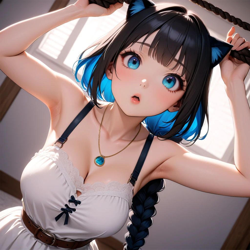 photorealistic, (hyperrealistic:1.2), beautiful, masterpiece, best quality, extremely detailed face, perfect lighting, full body, large breasts, wide hips, thick thighs, detailed eye makeup, detail face, nice detailed eyes, slanted eyes, heavy eye makeup, 1girl, long hair, (low) twin-tails, (Blue ball hair fastening), cute cheeky smile face, simple background, grey background, perfect naked, glossy orange hair, juicy thick thighs, full body, shiny skin, smooth skin, skinny body, (young:1.3), (flat chest:1.8), perfect anatomy, absurdly long hair, bangs, eyes visible through hair, twintails, brown hair, shiny hair, snowflakesdetailed cute anime face, no facial features, clear eyes, closed_mouth, flat chestbest quality, purple eyes, white skin, headband, extremely detailed CG unity 8k wallpaper, ultra detailed, extremely kawaii