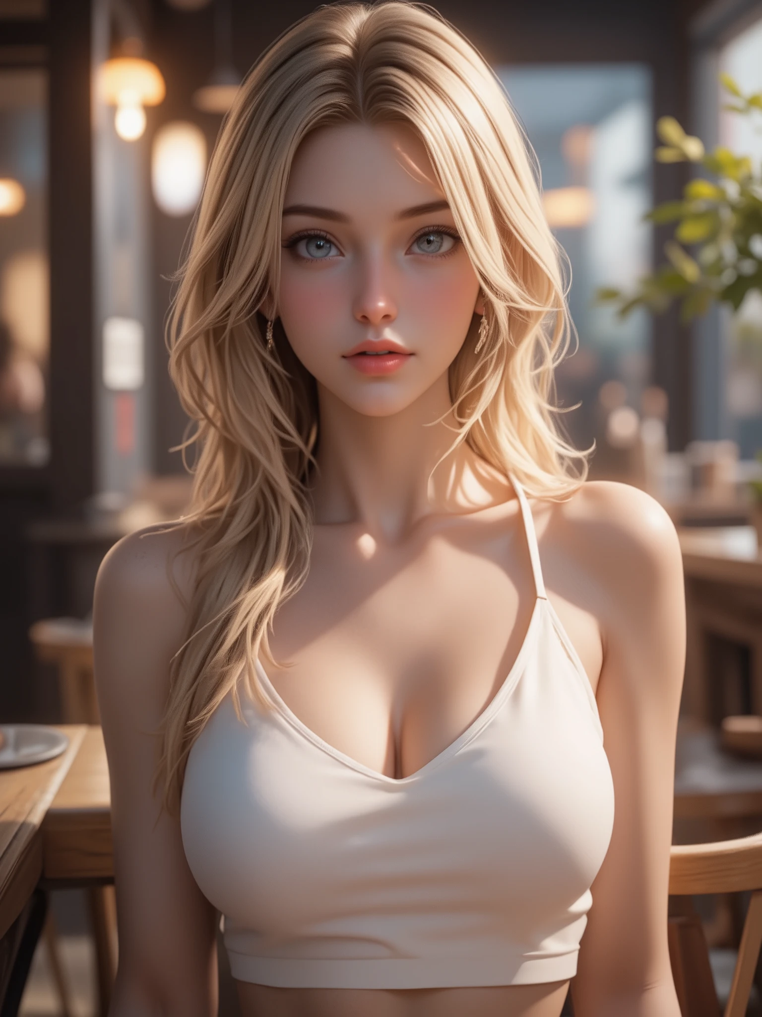 a close up of a woman in a white bra top posing for a picture, sydney sweeney, very pretty model, portrait sophie mudd, beautiful blonde girl, gorgeous young model, beautiful model girl, cute young woman, blonde beautiful young woman, beautiful blonde woman, beautiful girl model, beautiful female model, very beautiful young woman, gorgeous woman, beautiful model, a gorgeous blonde