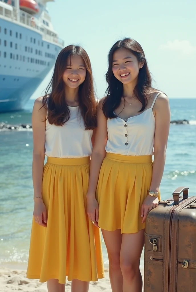On a super-large cruise ship,Five girls with upturned asses,Juniorng in the yacht