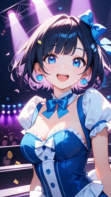 idol dancing in front of a microphone, ((1girls:1.3)), ((moe style:1.3)), ((idol outfit:1.3)), microphone, dancing, ((large breasts:1.3)), ((centerfold:1.3)), ((extremely feminine:1.3)), perfect hands, ((perfect face)), ((extremely cute:1.3)), ((masterpiece)), ((8k)), ((best quality)), ((beautiful)), ((extremely detailed:1.3)) , ((absurdres)), AddXL, ((score_9:1.3)), ((score_8_up:1.3)), ((score_7_up:1.3)),