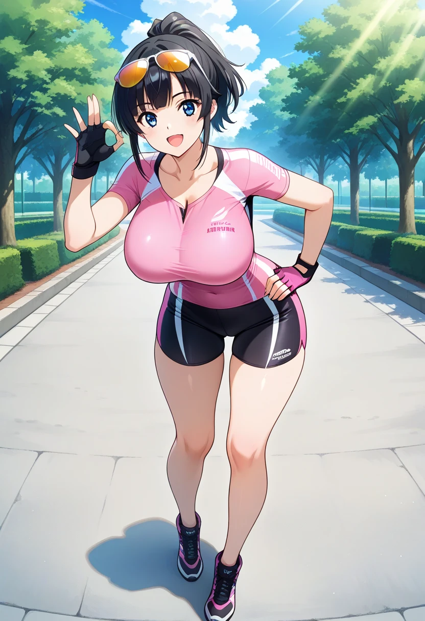Ines Fujin \(umamusume\), The woman was wearing a peach-colored translucent swimsuit, He wears a pink swimming cap on his head, cute girl wearing tank suit, wearing tight shirt, wearing a tights, wearing tight simple clothes, tight costume, Tight shirt, tight attire, wearing tight suit, Very sweaty, in spandex suit, intriguing outfit, Wet swimsuit, thicc, Fair skin, huge tit, Fitness model, Ruddy cheeks, Wheezing, A smile, Mouth open, Stand on the road of the crowd