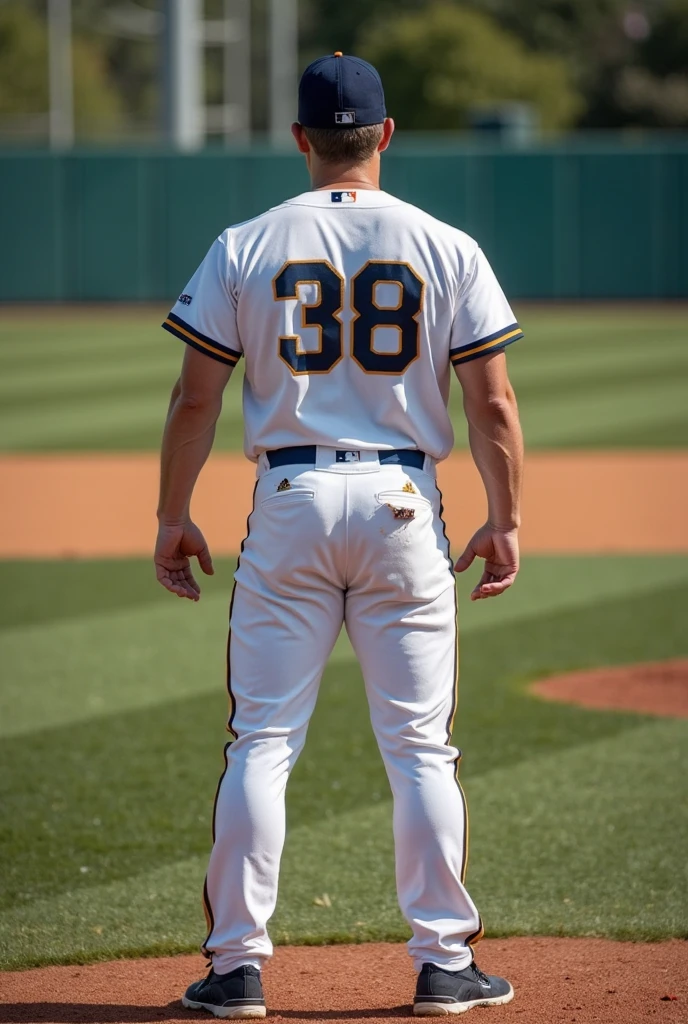 1boy, (Blue Eyes), happy smile,caucasian boy,18 years old,young, slim body, slender, skinny body build, child-like, twink,outdoors, ((baseball field)), standing at 2nd base, ConnorPeters, baseballplayer, baseball uniform, orange pinstripe jersey, (white pants), orange socks, black sneakers, orange baseball cap, fielding mitt, fielding position, smiling, (((full body portrait))), wide angle ,pale skin, pink nipples, skinny, good lighting, very pale skin, light skin, model with attractive body,,big bulge and big butts,(Best quality, 8k, Masterpiece). High Detail , , superior quality, natural lighting, beautiful, sexy, correct anatomy, good composition,realistic shapes, realistic skin tones,Natural eyes,realistic eyes,looking up at viewer,vpl,realistic muscles,Realistic wrinkles on the skin,Realistic arms and legs,Realistic face,realistic hair,Make a sexy and seductive face,, Clear Focus: 1.2, Perfect Body virile: 1.4 , Slender Abs: 1.2, Highly detailed face and skin texture, detailed eyes, double eyelids, big upper lip, man focus,amazing composition, front view, HDR, volumetric lighting, ultra quality, elegant,Post a erotic photoshoot,Realistic pose,detailed hair,full body,Fujifilm XT3 photorealistic art by midjourney