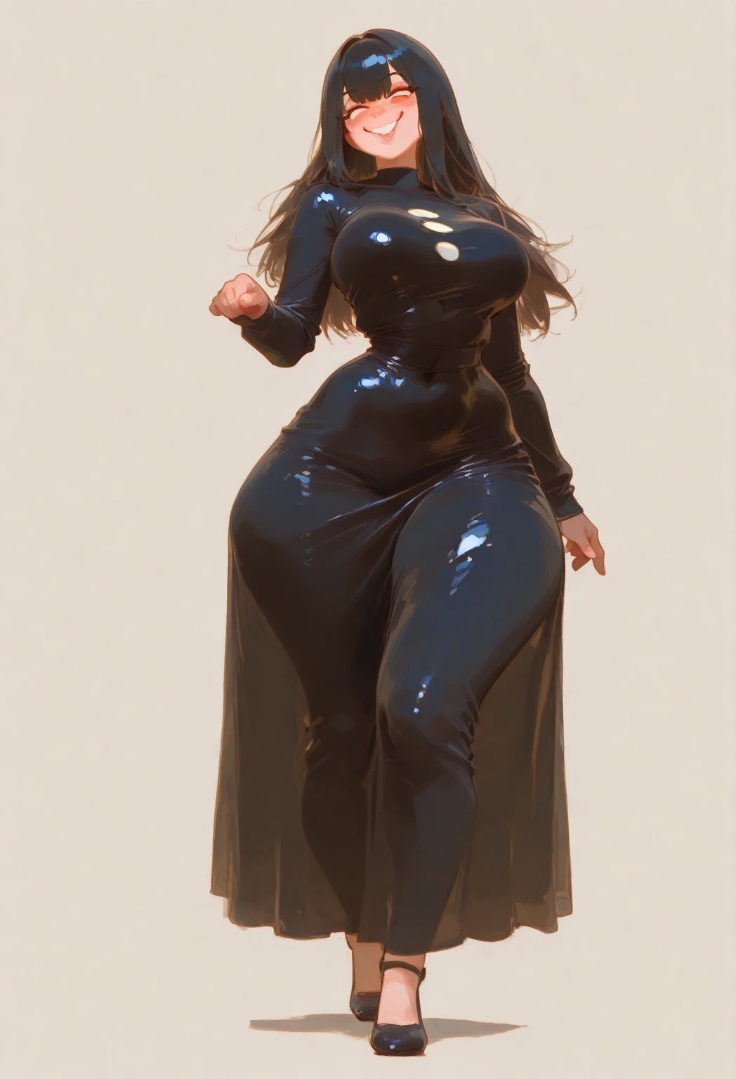 (3/4 view:1.4) 1 Same Girl , Perfect Beautiful , mature Face , ((korean woman)), Korean 18 Years Old , ((extra long Hair)) , ((Black Gothic Nun Dress)), ((long dress)),Athletic Body , ((gigantic breasts:1.6)) Extreme Detailed Portrait With Bokeh Effect , Realistic Lighting ,(long latex dress)Night Street View , Dark Vibe , (bubble butt:1.4) Crowd , Gothic Makeup , Gothic Tattoo , Posing Like a Model , Look at Viewer, ((puffy lips:1.3)), cool lighting, blue street lamp light((sunset ambiance light:0.8))