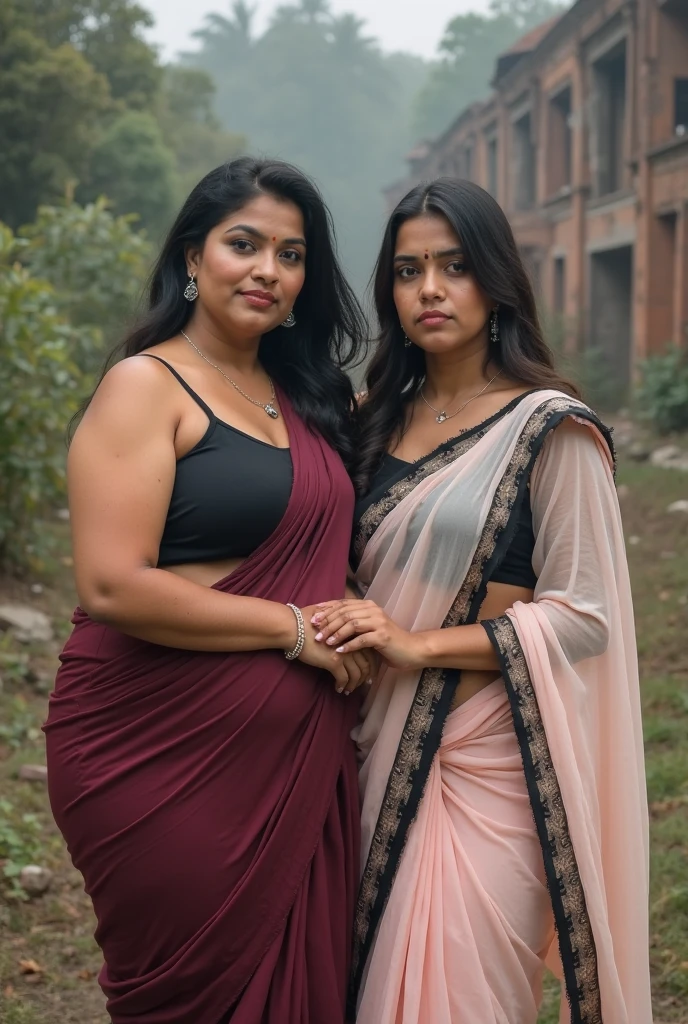 transparent dress, red saree, back woman aunty loke sexy, high hill sandals, full photo, hd photo