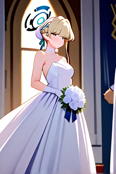 ((masterpiece)), ((best quality)), (detailed), perfect, solo, , bride, skirt, blonde, punk, cyber, four arms