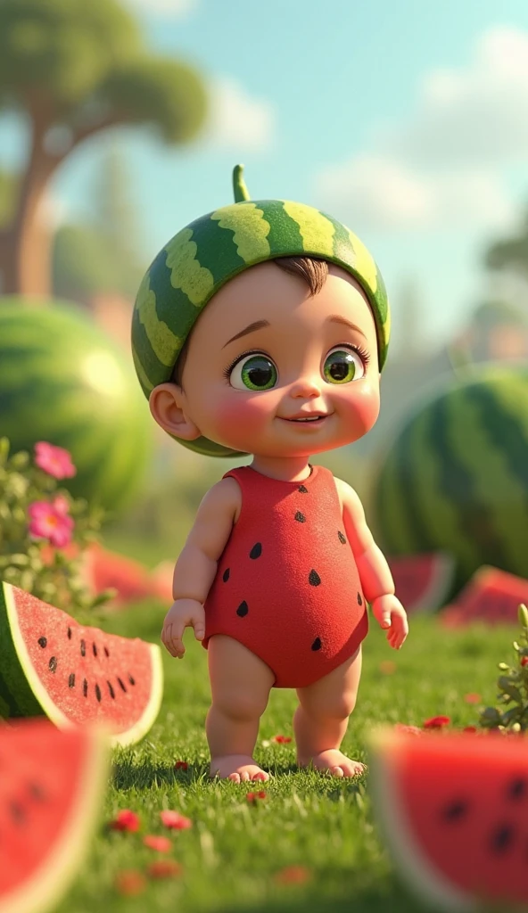 Child dressed as a watermelon 