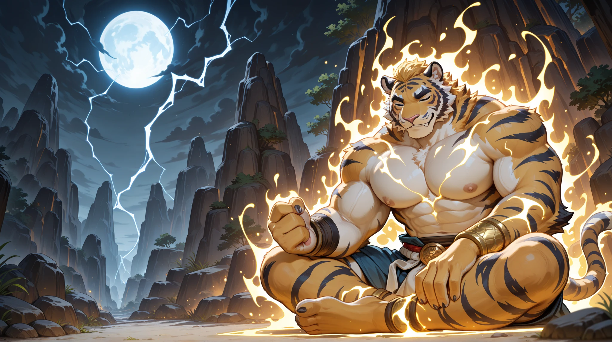 masterpiece, tiger, shrouded in shadows, , entirely in frame, FULL BODY, radiating electrical energy, hyperdetailed painting, luminism, art by Carne Griffiths and Wadim Kashin concept art, 8k resolution, fractal isometrics details , intricately detailed , cinematic, trending on art station Isometric Centered hyper realistic cover photo awesome full color, hand drawn , gritty, realistic, intricate, hit definition , cinematic, Rough sketch, bold lines, on paper, vibrant, epic, ultra high quality model