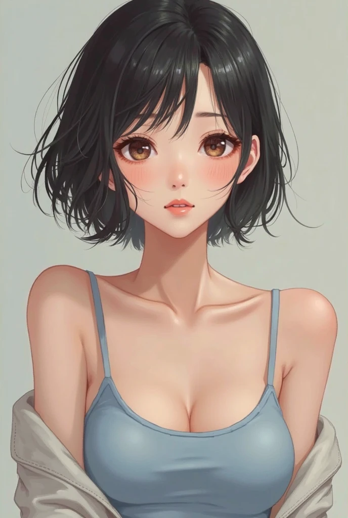 masterpiece,High resolution,alone,高精細CG Unity 8K,realistic,RAW photo,1 girl,whole body,(White V Neck T-Shirt),Accurate, anatomically correct, symmetrical eyes,(black eye),(small breasts),light brown hair,(very short hair),(messy hair),(asymmetrical bangs),(elevation angle:1),(black eyes),(white background:1),
