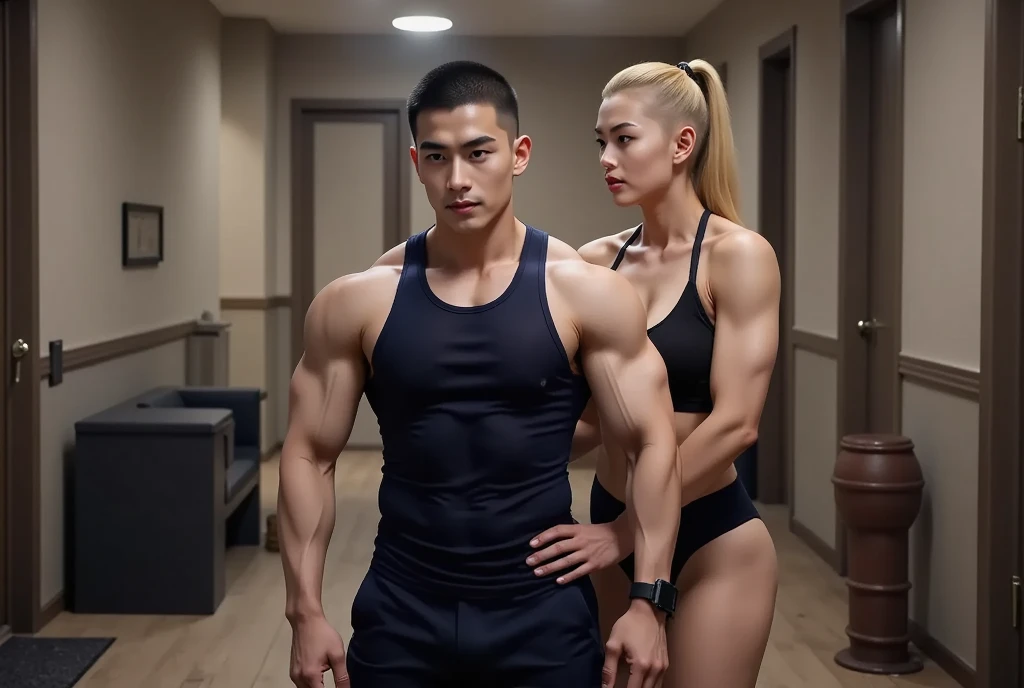 A beautiful young Thai woman with blond hair and bodybuilder physique, large breasts, wearing leather outfit, Thai boxing, in a dark street, full body including legs, smile, photorealistic, photo, masterpiece, realistic, realism, photorealism, high contrast, photorealistic digital art trending on Artstation 8k HD high definition detailed realistic, detailed, skin texture, hyper detailed, realistic skin texture, armature, best quality, ultra high res, (photorealistic:1.4), high resolution, detailed, raw photo, sharp re, by lee jeffries nikon d850 film stock photograph 4 kodak portra 400 camera f1.6 lens rich colors hyper realistic lifelike texture dramatic lighting unrealengine trending on artstation cinestill 800,