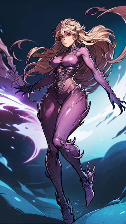 Woman wearing hot water dripping tentacles、evil smile、Lustrous tentacles、Cel Shade Adult Animation、Metroid Suit、long  hair、Tentacles coalesce