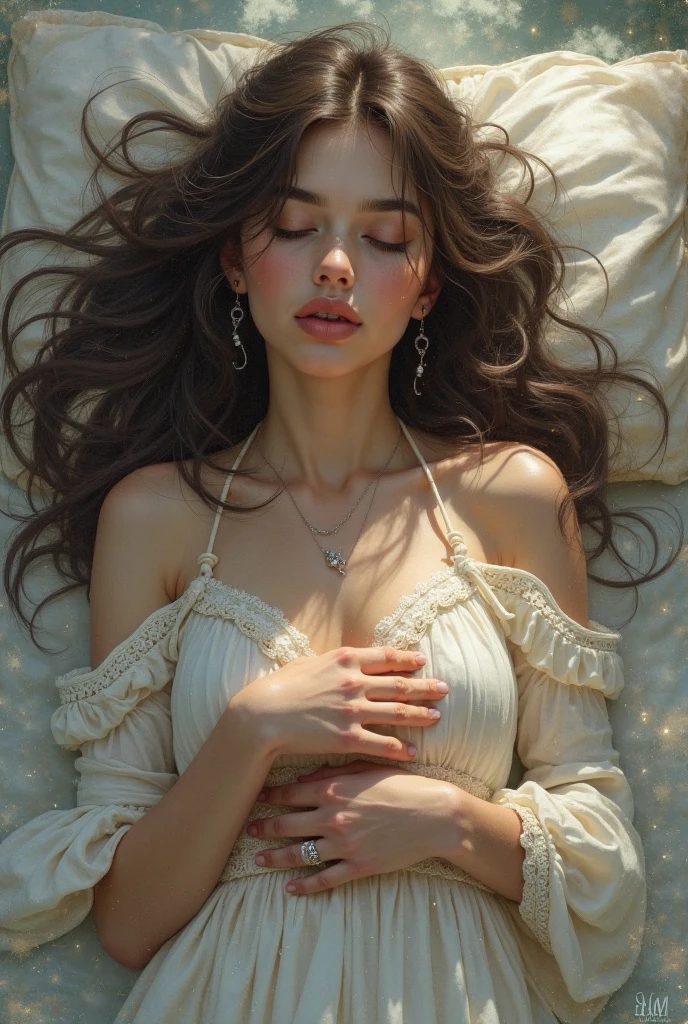Beautiful hit 15 Years old girl, with beautiful body, beautiful nose, Very curly hair, unconscious closed eyes playing dead, ultra detalhado,ultra realista, melhor qualidade