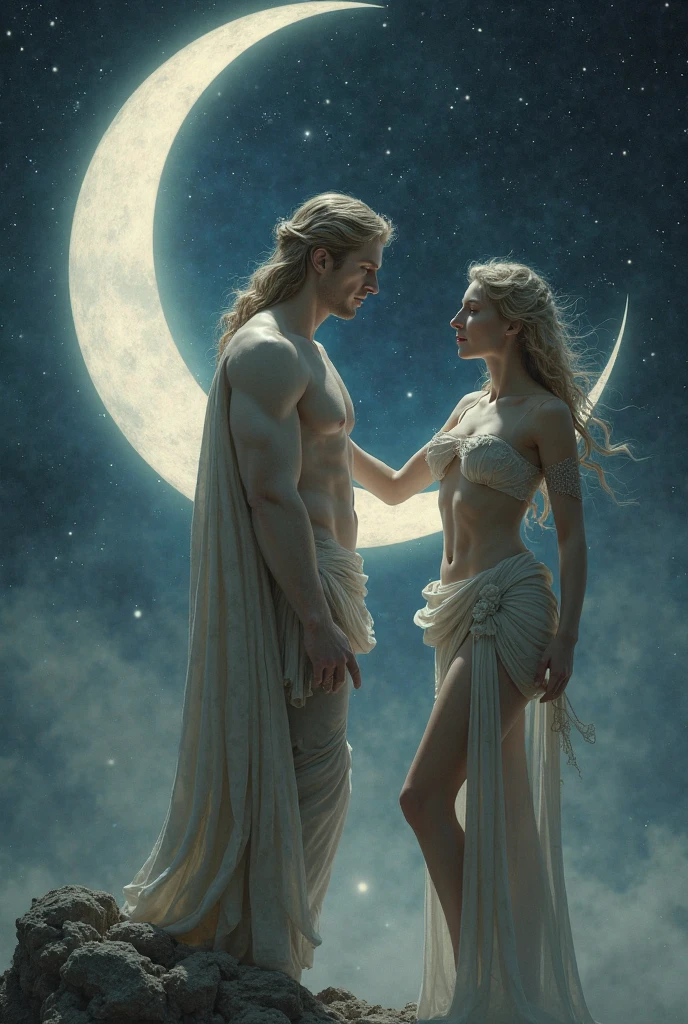 (best quality,4k,highres,masterpiece:1.2),ultra-detailed,realistic:1.37,Arabian Nights-like romantic palace with luxurious decorations and a garden adorned with roses. In the midst of it, a handsome tall young man and a cute petite girl are hugging each other happily. The night sky is filled with a crescent moon and a galaxy, while the golden desert stretches out. The overall scene is filled with a lyrical ambiance.