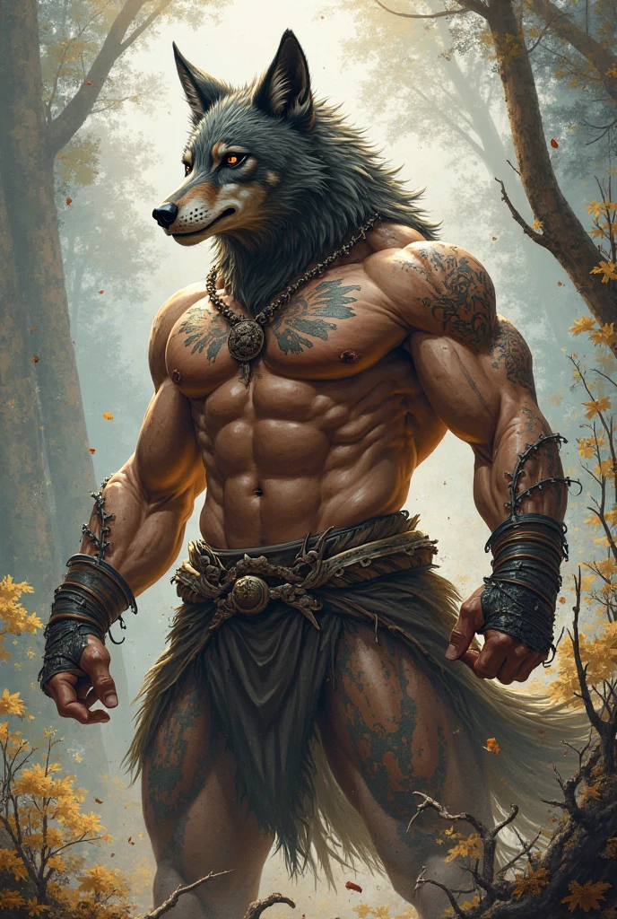 ((a naked men , penis hard, walk wolf)), ((Werewolf)), piece of master, full body , by chunie, by darkgem:0.8, master part, fur cute detailed, confident, smiling, alone, colored sclera, (Nico) , leather jacket, tooth, sleeves, spiked collar, Close-up, portrait, facial focus, muscular male, (Looking at Viewer), Smile:1.2, thin muscular male, navel, good lighting, ((sexy and hot inviting, in the background forest with full moon with wolves)), Detailed Background, ((Full Body)), 35mm Lens LanceMen, Luthien, God Art, Greek Mythology God, Moon God, Handsome God, Earth God Mythology, A Stunning Portrait of a God, Frank Kelly Freas, Karol Bak Style, ((beautiful face)), Ultra Definition, best quality, 32k ultra, Ultra HD