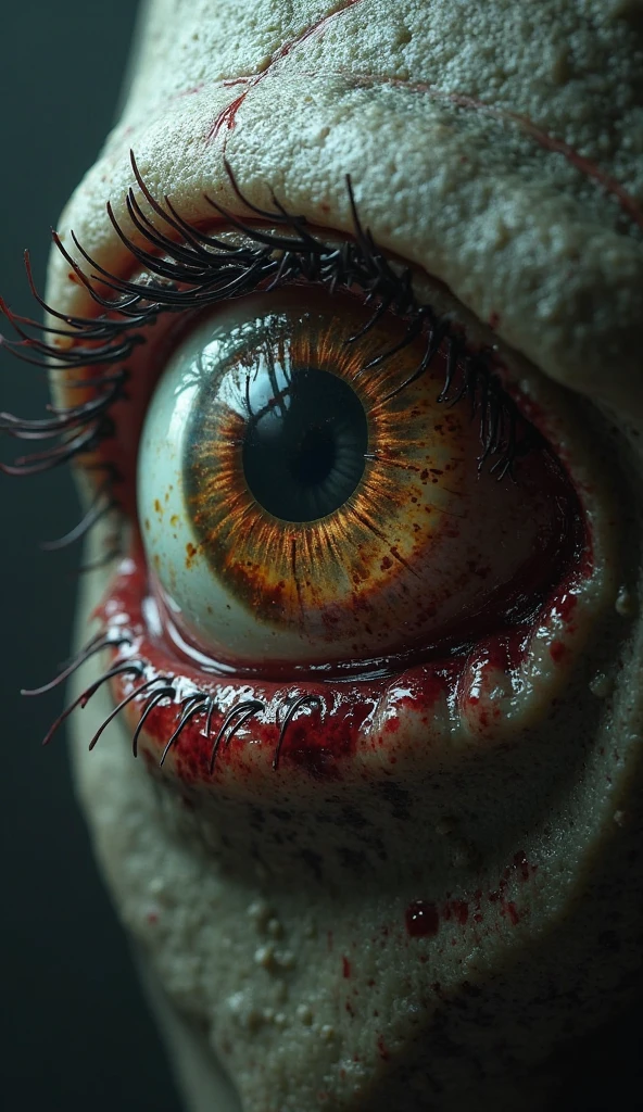 (best quality), (Superfein), (Meisterwerk), oil drawing, one eye crying blood drawed on a blank black background, horror
