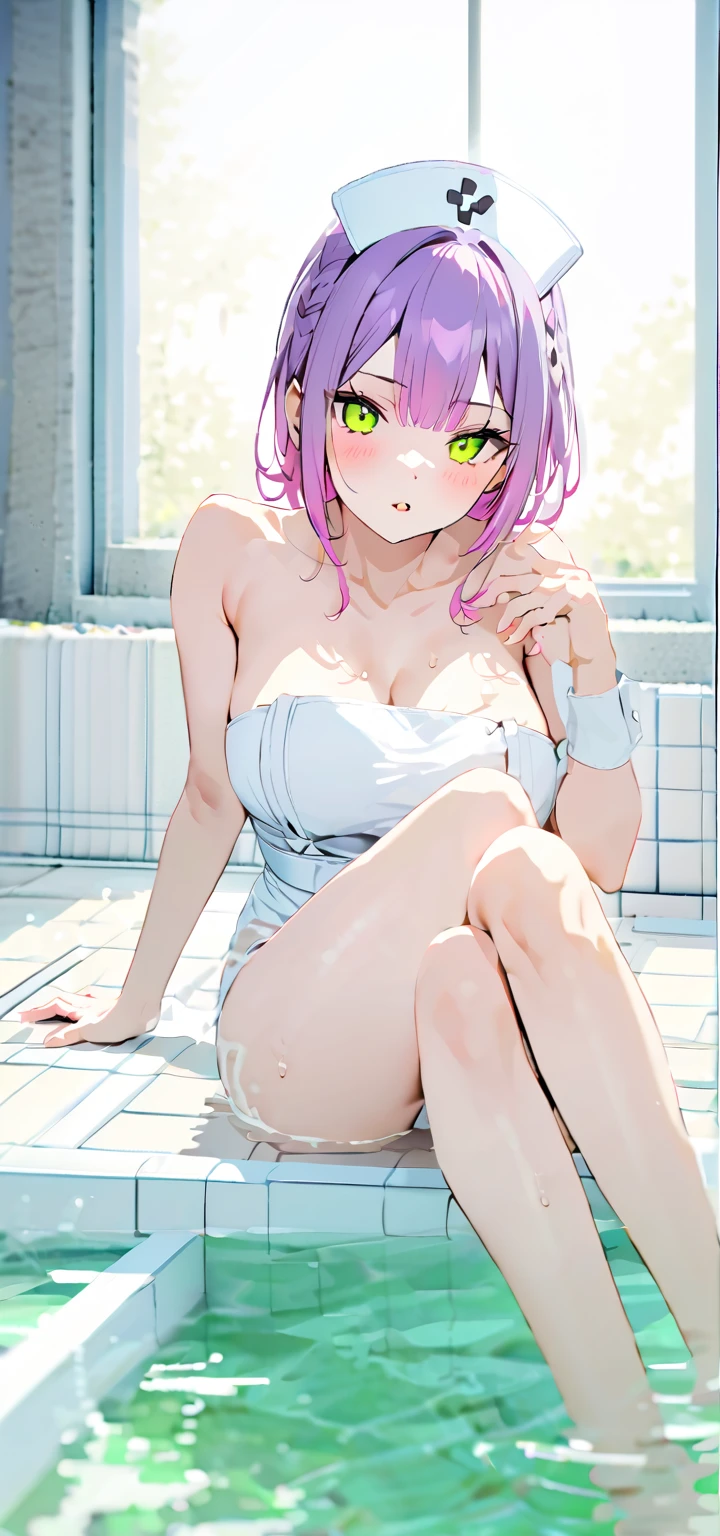 1 girl, 8k quality, pink hair, beautiful girl, nude body, naked, heels, shy, smiling, small breasts, wet, dark skin, slim body, pussy, wide hips, excited face, cum, LYING ON YOUR BACK, ass spread wide, hands squeeze buttocks, squatting, anus, back view