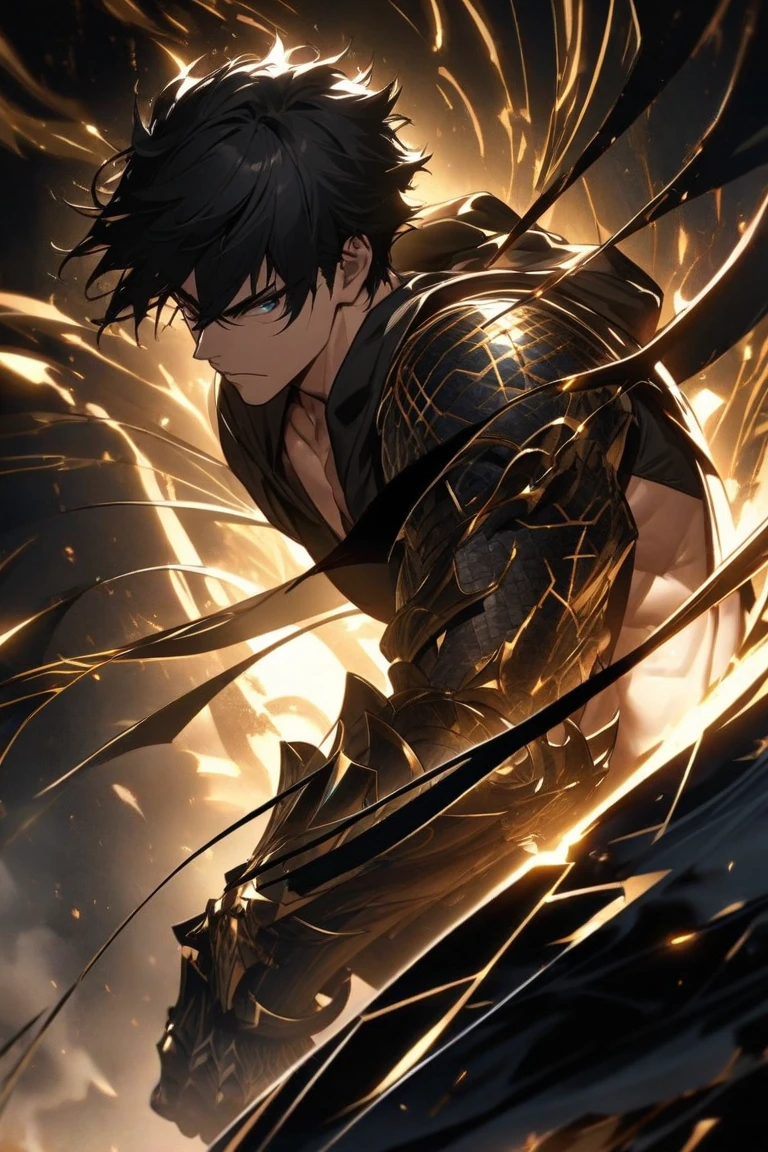 《the original god》Arataki Kazuto , male people,,((Masterpiece)), ((Best quality)), Ultra detailed,((illustration)), Dynamic Angle, Detailed light, (Delicate eyes), Floating, 1boy, Male focus, Head, Clothing, Yellow eyes, necklace, tattoo, (Forehead:0.8), (ahoge:0.8), jewelry, apathy,Ray, chest muscle, Sexy , Venom symbiote for your body, Black mucus of the body , (into venom), Venom,frontage,style of anime4 K, 4K anime wallpaper, Badass anime 8 K, 4 k comic wallpaper, young anime man, Anime boys, Anime wallpapers 4 k, Anime wallpaper 4K, High quality anime art style, Anime moe art style, Anime art wallpaper 8 K, Anime art wallpaper 4 K, RGB lighting
