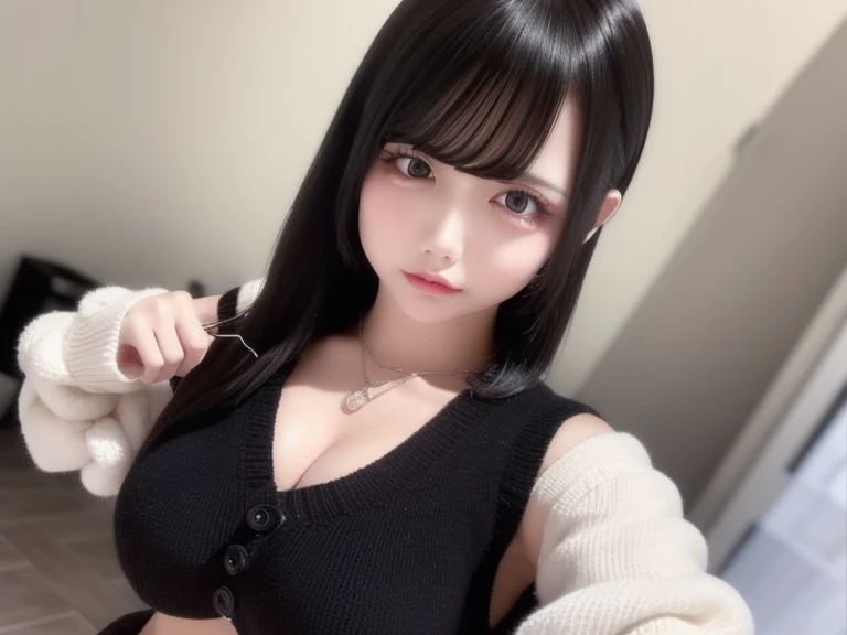 {{top quality, masterpiece}}, {{{Realistic, photo Realistic}}}, BREAK {{{FF7,Tifa_lockhart,solo}}},{{{Wearing loose knit-dress, oversized sweater, long sleeve, white sweater}}},{{short pants, tight very long boots}},{Shibuya, Tokyo, big city background, outdoor}, (erotic pose:1.1), Ultra-detailed face, Detailed eyes, Red eyes, BREAK {{{FF7,Tifa_lockhart,solo}}},(black brown hair, Large breasts: 1.0), BREAK (no bra),(Small and beautiful hard nipple) , About 18 years old, kawaii,(face focus:1.0,face close up:1.0), sensual, zettai_ryouiki:1.1 ,looking at viewer, cowboy shot, lean against the wall, standing
