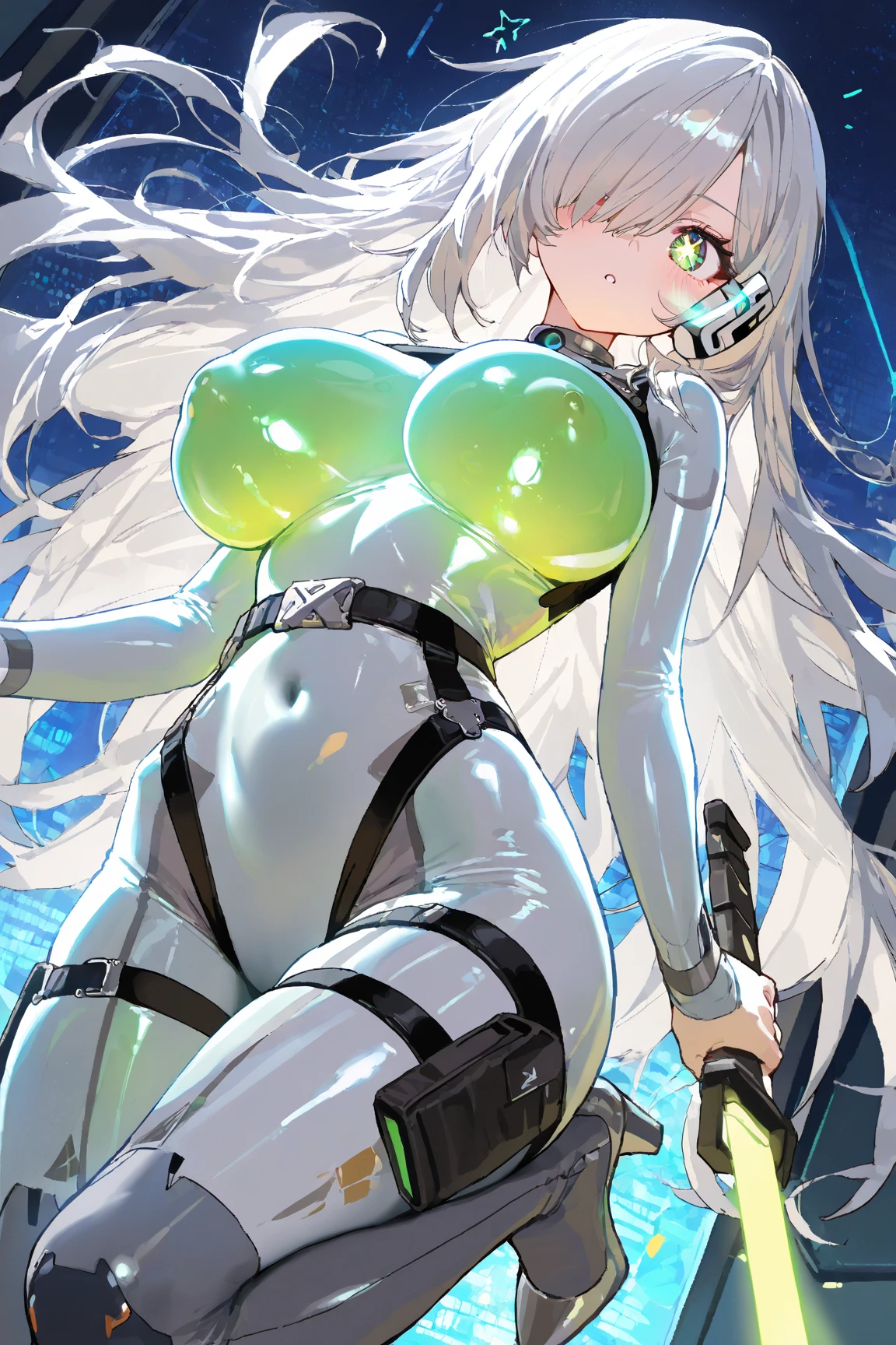((((masterpiece, 32k, expensive quality, very_expensive_solve, big_file size, Full Color)))), ((Browsing Caution)), (((Hatsune Miku Vocaloid))), (Twin tails), ((Long Hair)), ((Grey Skin:1.4)), (metallic Silver Hair), ((Full nudity)), upper body, (Stretch out your arms and restrain your limbs), Machine Capture, ((Mechanical Tentacles entwine around the body)), the body is part of the machine, Fear and Despair, close your eyes, The body surface is dyed with a silvery film, Silvery skin, Silver Hair,Inhibition, (The machine takes the girl), The lower body is assimilated with the machine, 究極の肉body美, ((Inside the Devil Gundam cockpit)), (body glowing silvery), (Highly detailed skin), expensive solve, expensive quality,(液body金属の少女), ((body_Unity)), Tentacles