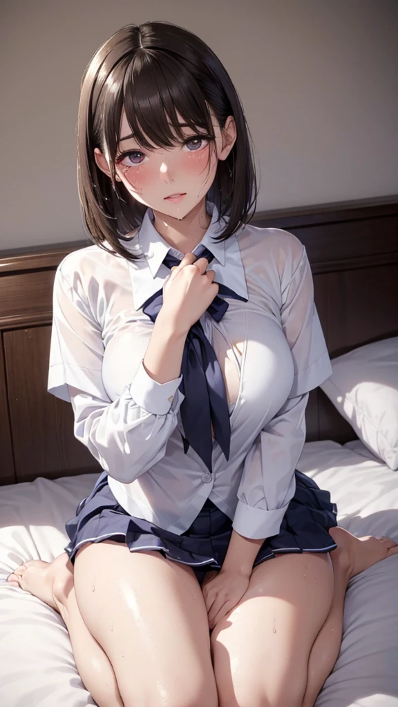 ((beautiful anime eyes with fine detail)), realistic skin, (intricate details), best lighting, depth field, ((ultra high resolution, high res)), {highres}, {{very fine 8KCG wallpapers}}, {{very precise detailed}}, ((((masterpiece)))), (Erect flesh rods, nsfw, vaginal,sex), 1girl,teenager, (Blushing expression:1.5), smile,open mouth, nsfw, (spread pussy:1.3),(pussy wet with sperm:1.4),(exual arousal:1.7), ((japanese uniform)), nsfw,(shirt lift myself),((showing nippls)),((uniform mini skirt)), (wind lift:1.5),(tie),black socks, (mirror,smartphone,selfie)