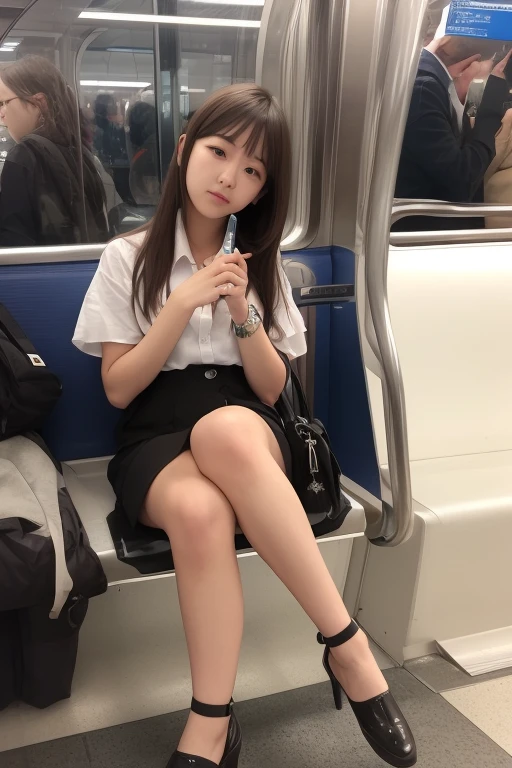 girl、1 person、panty shot、read、sit on a bench、indoor