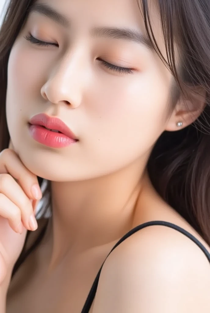 High resolution, masterpiece, perfect Lighting, bloom, night, (Cinematic:0.9) Lighting, Perfect Skin, woman, Soft Light, (View your viewers:1.2),Yangmi Eyeliner, Realistic skin,Beautiful Face,Realistic eyes, Face in perfect detail,
Realistic, (photoRealistic:1.2),
Sitting, ((View from above)),
Mesh Camisole, indoor, evening, Low light Small tongue, short tongue, Sticking out tongue, Licking lips, Open your mouth wide