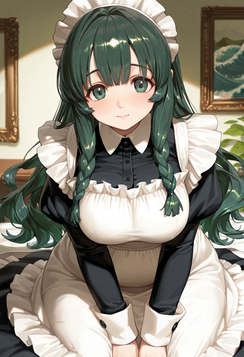 Anime. 1 girl. Slave. Housemaid. Disabled person. Ssbbw. Amputee. Legless. Black hair. Long hair. Hair gathered in braids. Green eyes. Beautiful eyes. Perfect eyes. Expressive eyes. Beautiful nose. Snotty nose. Snot flows from the nose. Very thick body. Very thick hands. The legs were amputated at the knees. Very thick legs. Big fat belly. Big fat butt. Big breasts. Beautiful breasts. slave collar. Maid uniform. Diaper. Dirty diaper. Diaper mess. Sitting. Full height. Wheelchair. Living room of a luxury mansion. Cold. Runny nose. Nasal mucus. Snot. Wants to sneeze. I have to sneeze. Sneezes. Handkerchief. She covers her nose with her plump hands. Blows his nose. Poops diarrhea in diaper. Full body. Extremely detailed CG Unity 8k wallpaper. Ideal lighting. Ultra high resolution 4K. Super detailed 8K resolution.