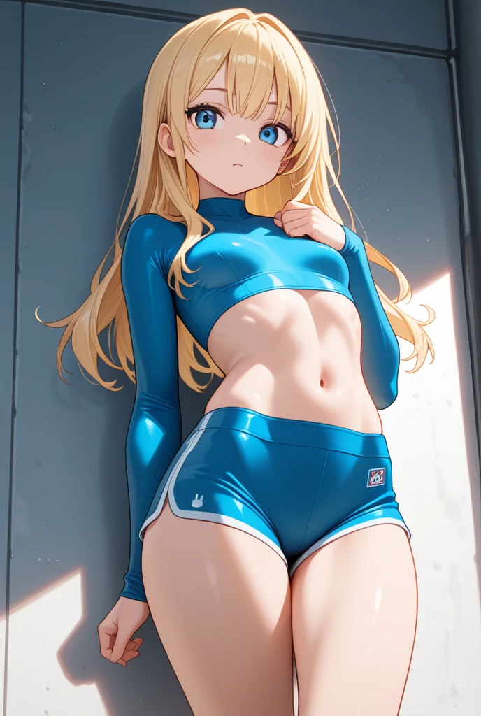 girl in sport underwear with long haar and small round breasts