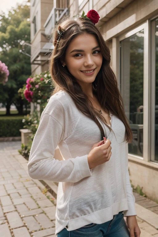 ((Mejor calidad)), ((obra maestra)), (detallado), perfect face 23 years old cheerful girl with clothes