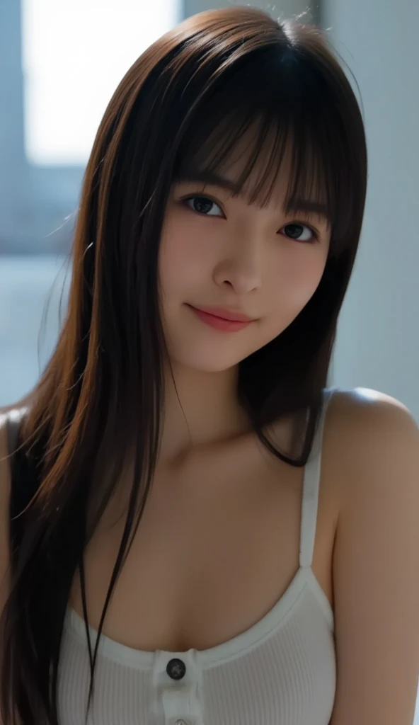 smile, black hair, delicate face, towards the audience, masterpiece, highest quality, super fine, best shadow , disney style, best lighting , cinematic light , white skin tone, no makeup、