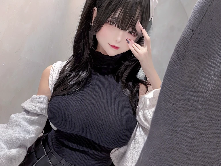 Final Fantasy VII, (blush your nose), シングルelbow pads, ankle boots, black hair, black skirt, black Thighhighs, red boots, elbow bag, elbow pads, fingerless gloves, 大きなchest, play sports often, (suspender black skirt), Thighhighs, Upper body underwear, The upper body is super maximum with surreal thick muscles_chest!! Elon&#39;s type, black hair, whole body, look at the audience, lie down on the bed and pose, Sensual mouth, compensate, Bokeh, highest quality, masterpiece, High resolution, Hmm, 1080p