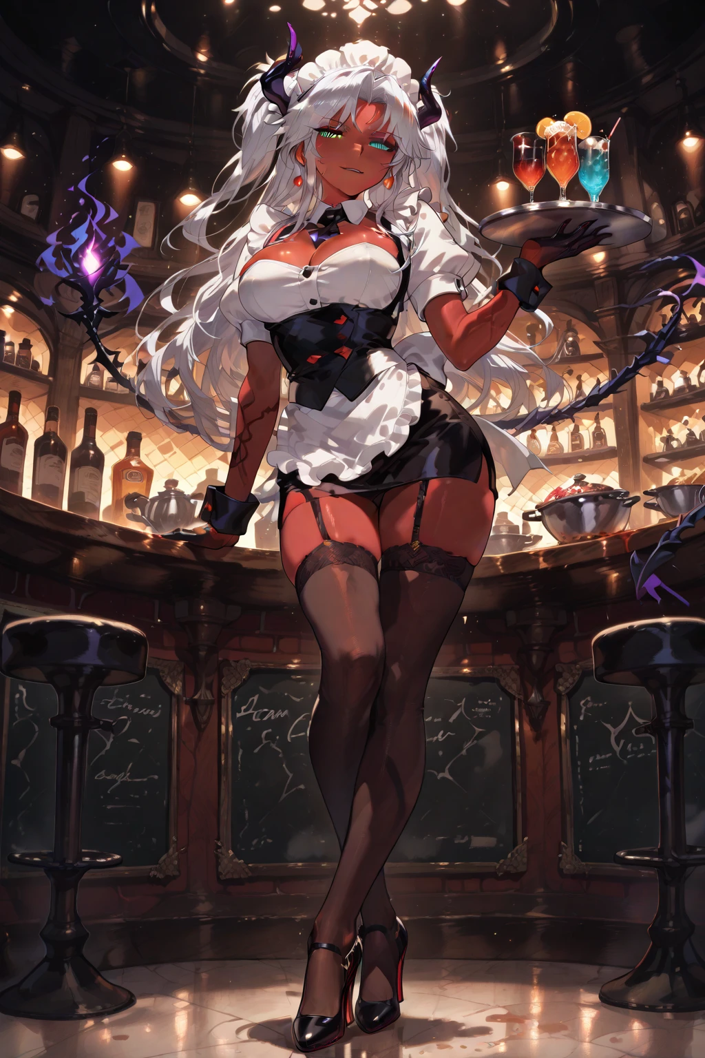 White hair girl,curly wavy hair,black eyes,big breast,((bunny suit)),casino,illustration,highest quality,ultra-detailed,vivid colors,studio lighting,sharp focus (best quality,4k,8k,highres,masterpiece:1.2),extremely detailed eyes and face,longeyelashes,anime,luxury,night scene,beautiful detailed lips,glowing lights,sexy vibe,lively atmosphere,game tables,fancy decorations,golden chandeliers,expensive gambling chips,winning smiles,cocktail glasses,cigarette smoke,confident poses,high-class,rich aesthetic,card games,roulette wheel,playing cards,slot machines,poker chips,money stacks,excitement,thrilling suspense,luck,entertainment.