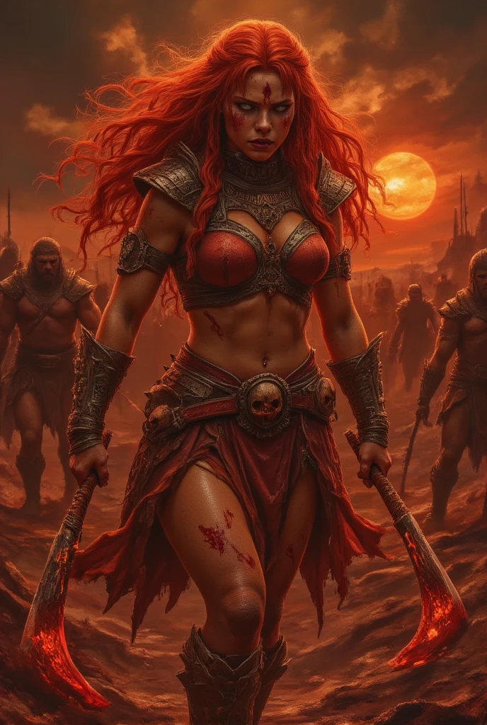 Red Sonja, skull soldiers, sensuous,