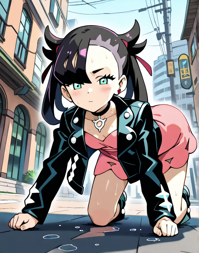 hmmarnie, aqua eyes, black choker, red ribbon, pink dress, jewelry, black jacket, open clothes, long sleeves,(masterpiece:1.3), (High resolution), (8K), (very detailed), (4k), (pixiv), perfect face, beautiful eyes and face, (最high quality), (Super detailed), detailed face and eyes, black pantyhose,pubic hair,黄色いPeeを漏らす裸の女の子,1 girl,alone,spread your legs, embarrassing, blush,黄色いPee, (sweating:1.4),spread your legs,1 girl, (alone), rough skin, confused, High resolution, use_fast_no_frozen_style, use_fast_no_frozen_style, twin tails, very long hair, high quality, 1 girl, nude, Pee, squat, touch the vagina