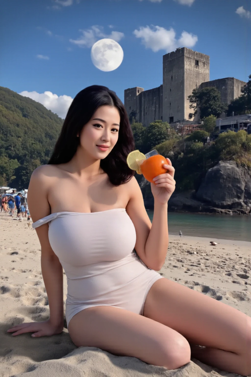 8k realistic image, big wide hips, huge bust l, very narrow waist