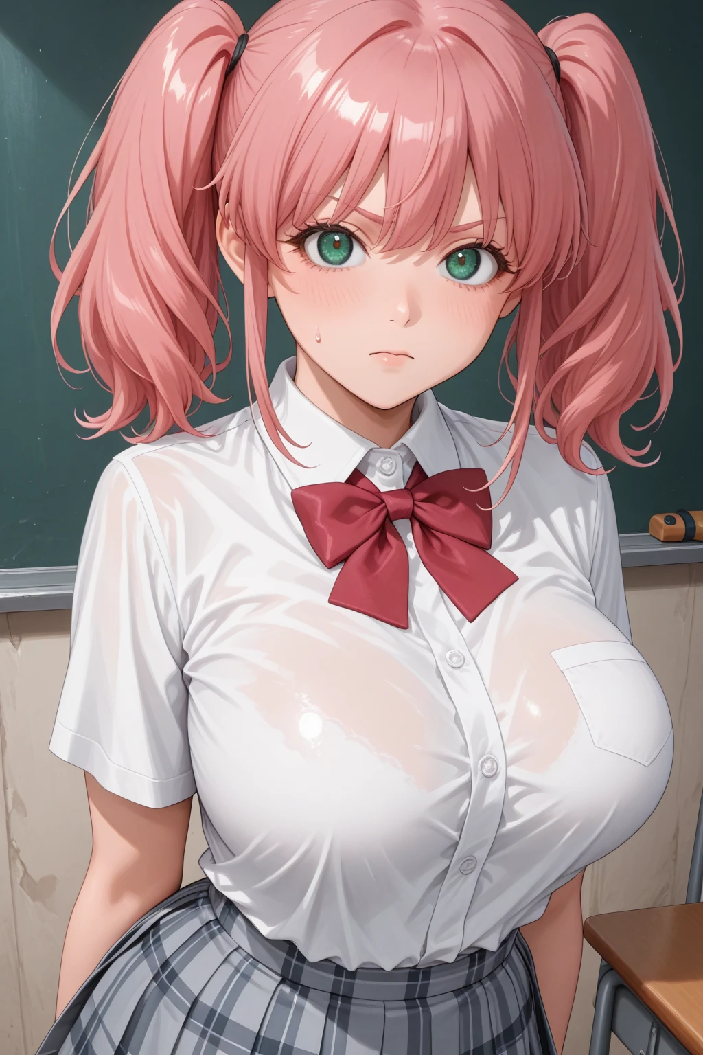 1girl,mature female,pale skin,huge breasts,mikajougasaki, mika jougasaki, hair bow, pink hair, (yellow eyes:1.5), ponytail.
BREAK (red_choker,cleavage, collarbone,bare_shoulders,black_Pencil_skirt,White_shirt,bare_arms:1.2)
BREAK landscape, standing, standing, portrait, upper body,
BREAK (masterpiece:1.2), best quality, high resolution, unity 8k wallpaper, (illustration:0.8), (beautiful detailed eyes:1.6), extremely detailed face, perfect lighting, extremely detailed CG, (perfect hands, perfect anatomy),
