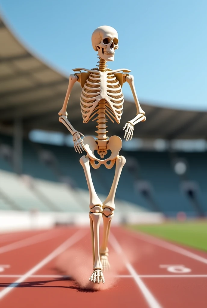 skull running on athletics track
