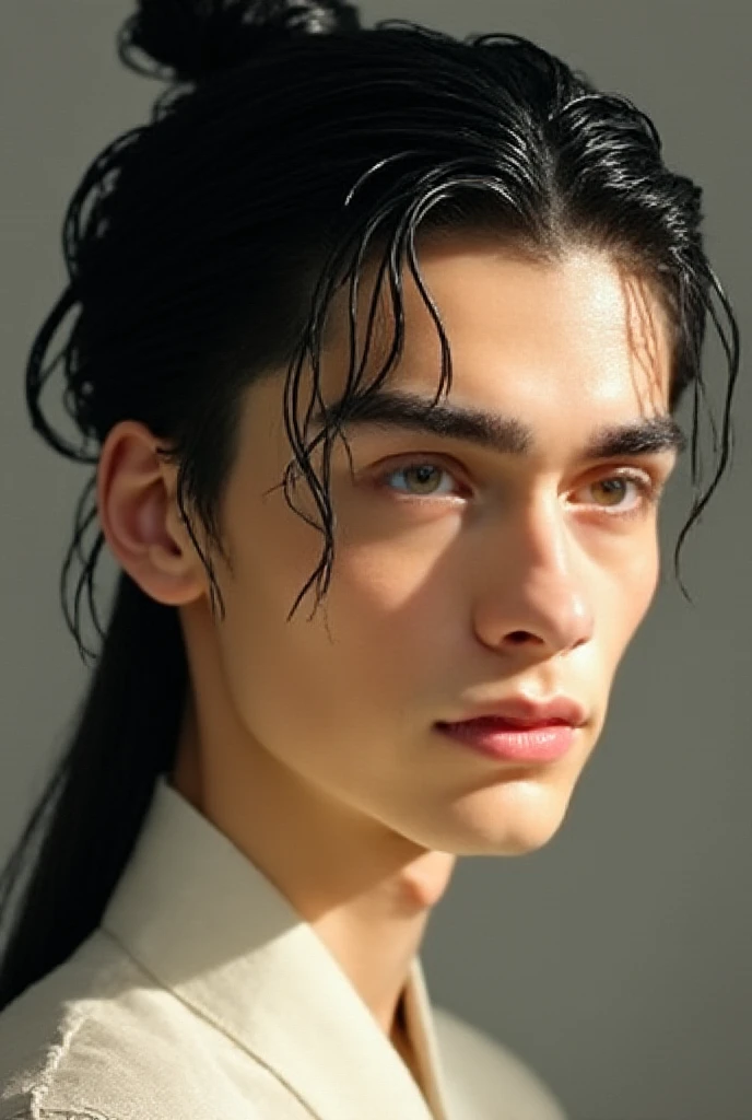 Close-up of a man in a shirt posing for a photo, Handsome boy in Demon Slayer art, handsome anime man, handsome japanese demon boy, Portrait of Eren Yeager, male anime character, anime portrait of a handsome man, Romantic, Murata and Artgerm range, awesome anime face portrait, Detailed anime character art, handsome anime pose