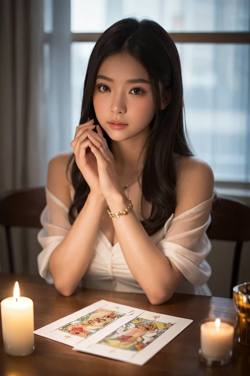 (32k:1.5, Highest quality, masterpiece, Ultra-high resolution), Professional camera work:1.6, Highly detailed skin and face textures:1.3, Captivating portrait:1.2, Very accurate, Very detailed, 2 adult females:1.0, ((Amazing night view from the rooftop:1.4, The moonlight at night illuminates my body)), (Satin Nightgown:0.7), Incredibly slim body, Sensual sitting position, sense of loss, sorrow, Expression of sorrow, (Big eyes that exude beautiful eroticism:0.4, Small face, A dreamy look:1.0, I love you with all my heart:0.8, Please open your mouth a little, lipstick, Feel the beautiful eroticism:0.9), (Wet brown medium length hair), Candles, The breasts is medium, Earrings, necklace, bracelet, (romantic, mysterious), Alabaster skin, elegant, Object of admiration, original, dramatic, Artistic, Innovative, charm, Heartful, Fancy, sense of openness, sense of cleanliness, special, exciting, Extreme, Tilt, ((Adult charm, Feminine charm, Hair blowing in the wind),(erotic photography)