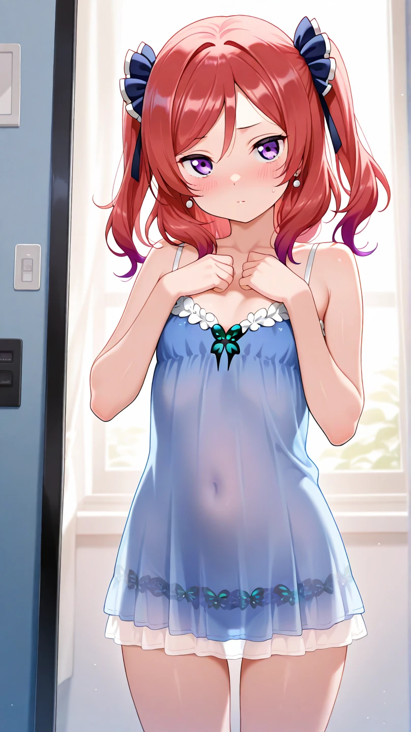 ((Highest quality、masterpiece、anime style、best quality、high resolution、8k、detailed、ultra-detailed:1.3))、Long legs、Sharp focus:1.2, Beautiful woman with perfect figure:1.4、(Smiling:1.2), double eyelid、30-year-old female、Sexy pose、((((Close your mouth、One Woman、negligee:1.5))))、Her hairstyle is long and permed.、Hairstyle: vertical rolls、bedroom、夜、ベッドに横たわる